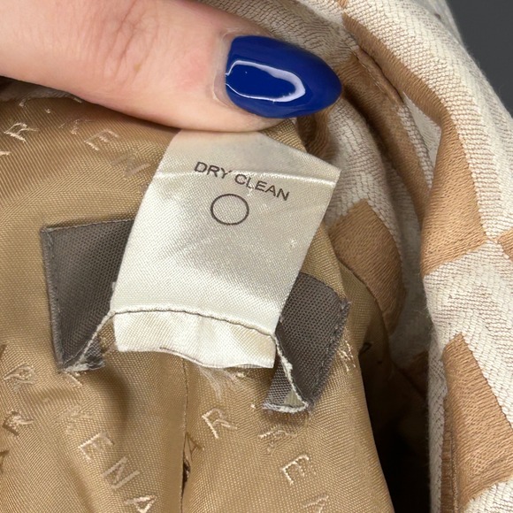 Kenar Geometric Print Coat Tan Beige Square Pattern Career Casual Women Size 8 - Picture 9 of 9